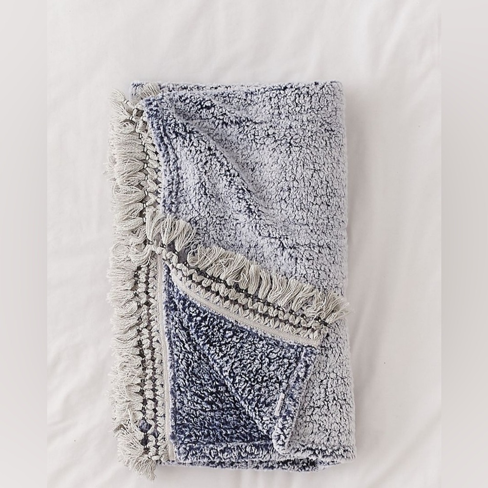 Urban Outfitters Amped Fleece Fringe Throw Blanket